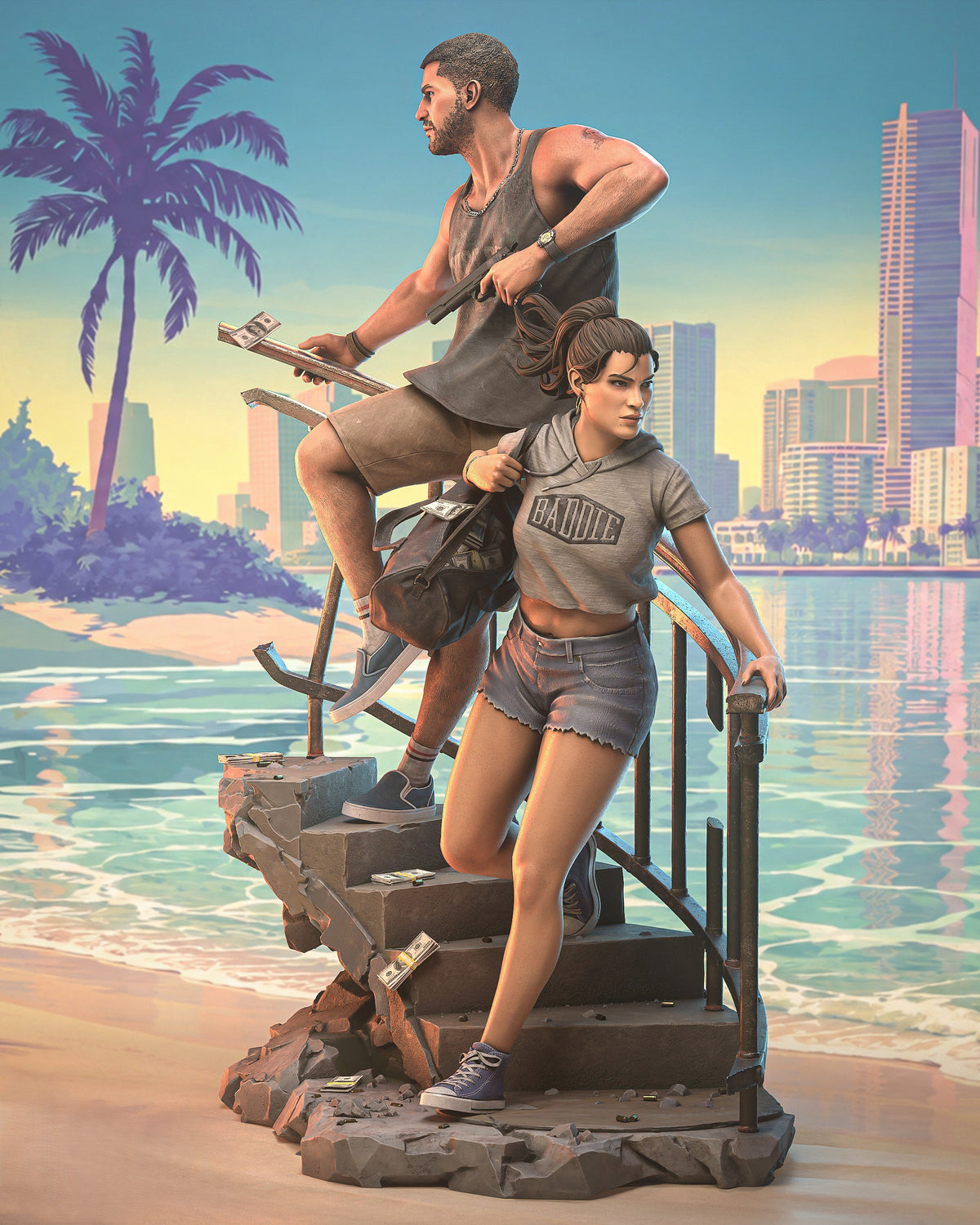 Lucia & Jason | GTA VI | Fan Art | Fully Magnetized Collectible Diorama