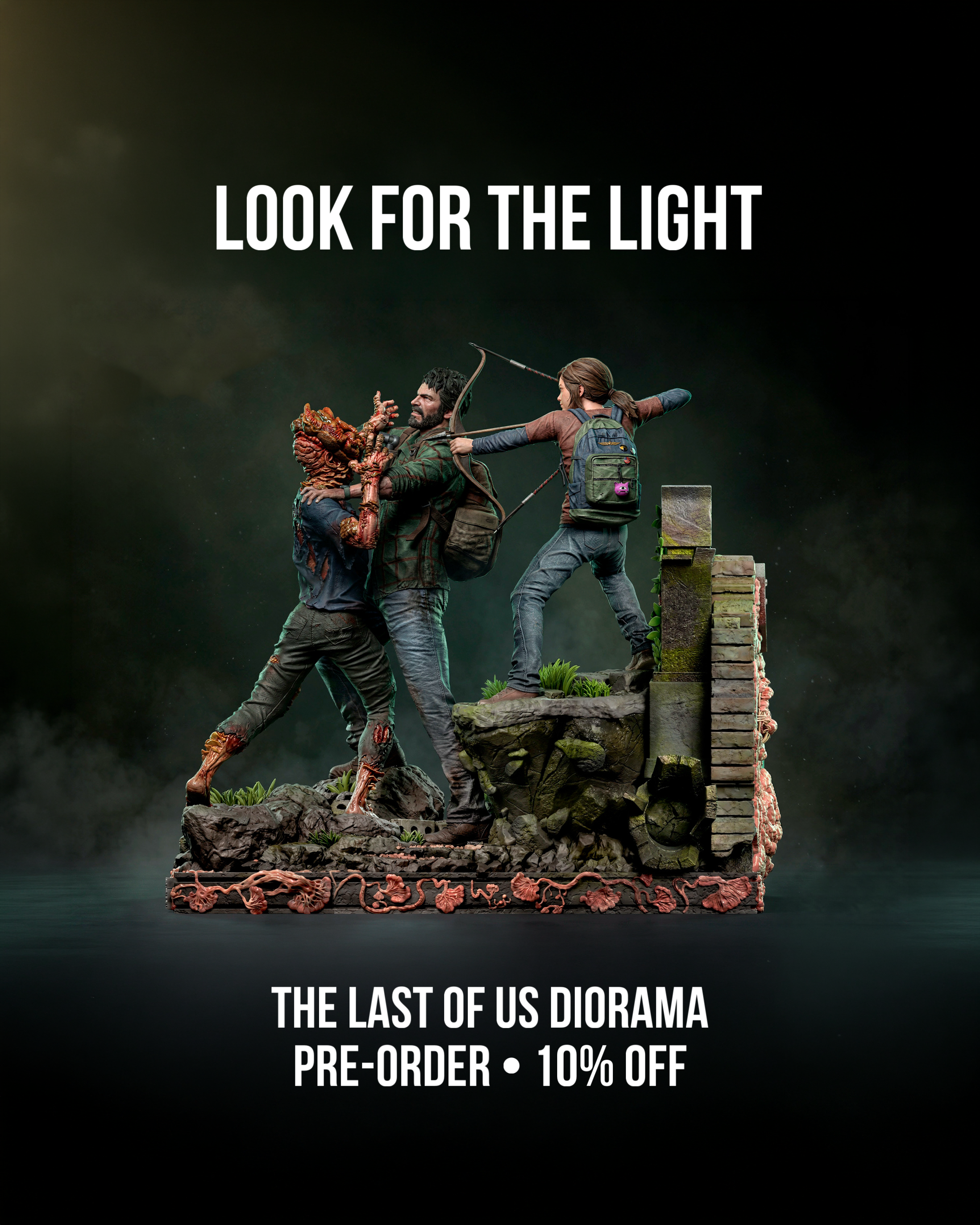 Collectible Joel, Ellie & Clicker 1/6 Scale Diorama Figurine | The Last of Us | Fan Art