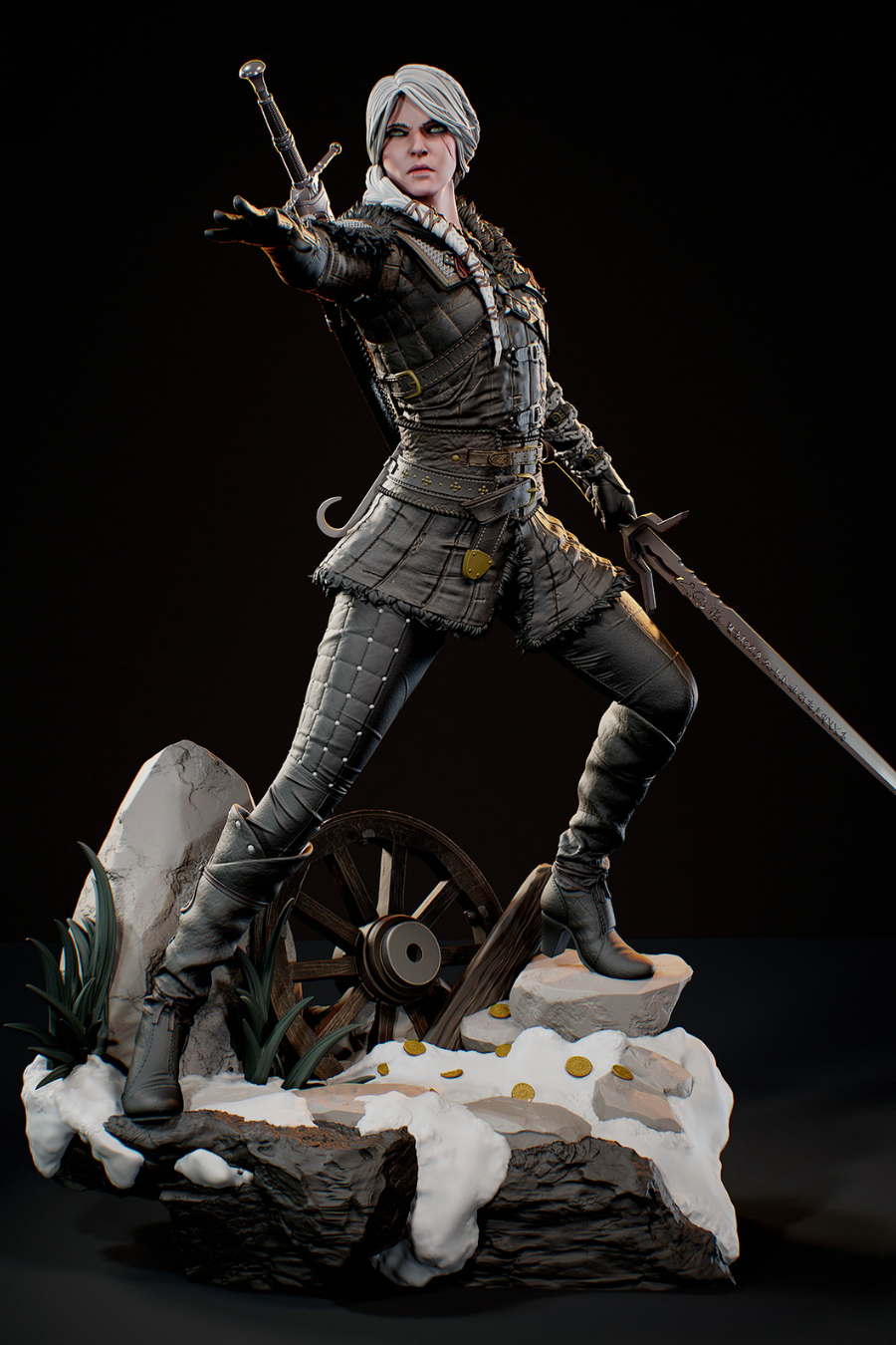 Ciri Battle Pose | The Witcher 3 | Fan Art | Fully Magnetized Collectible Figurine