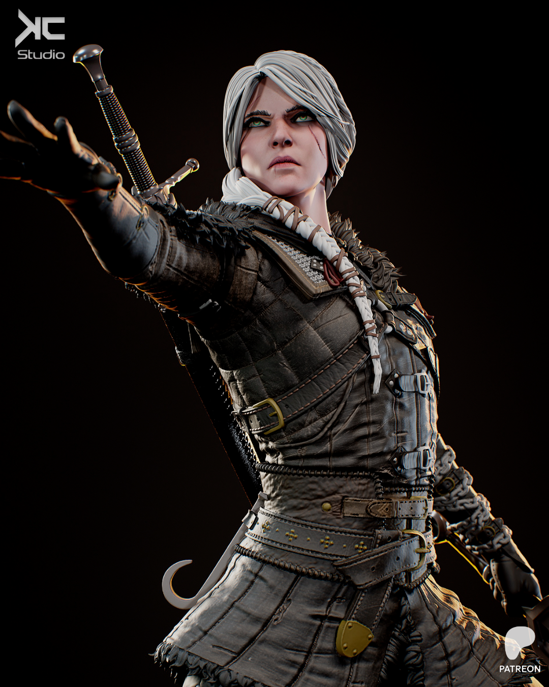 Ciri Battle Pose | The Witcher 3 | Fan Art | Fully Magnetized Collectible Figurine