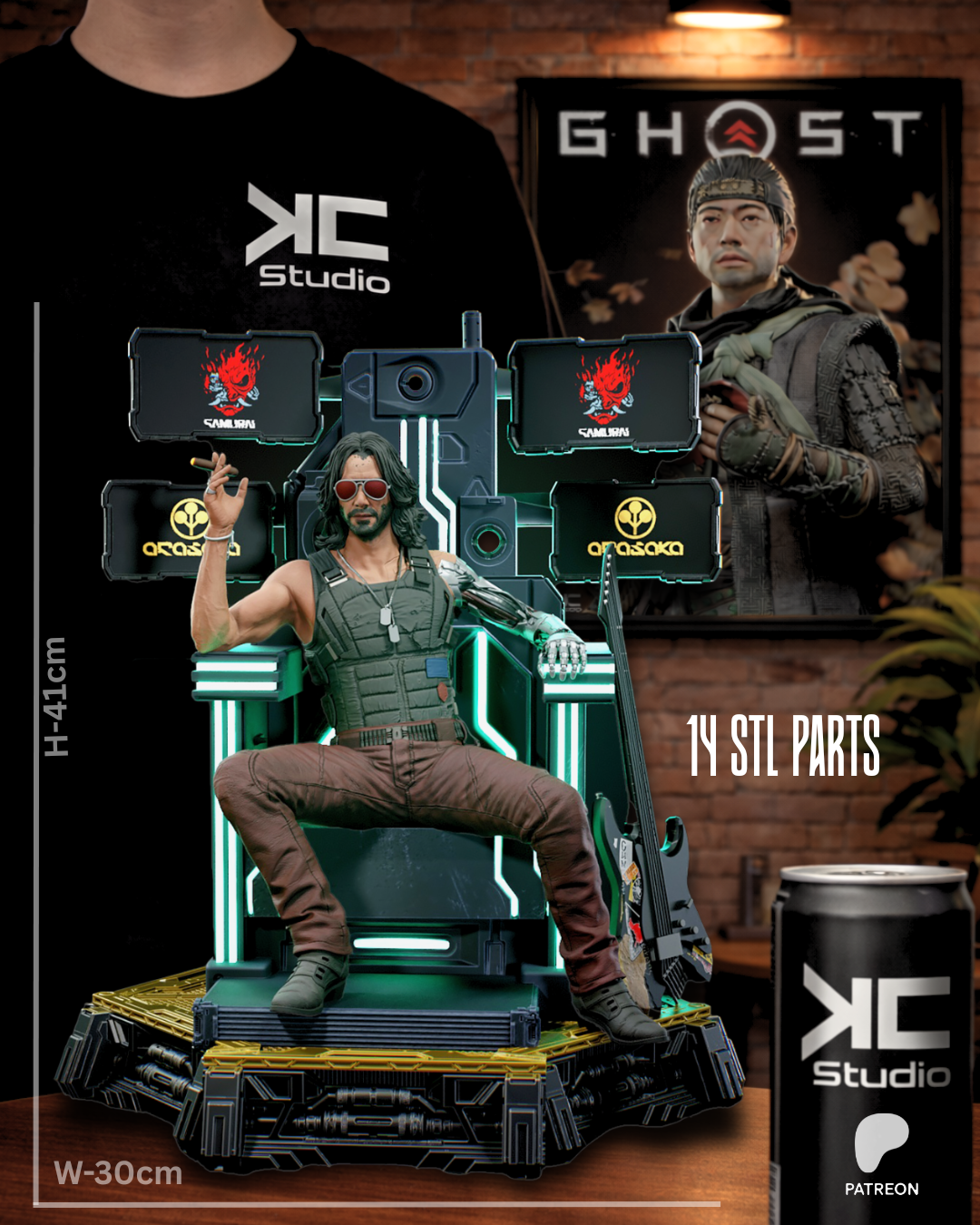 Collectible Fully Magnetized Johnny Silverhand Figurine | Cyberpunk 2077 | Fan Art