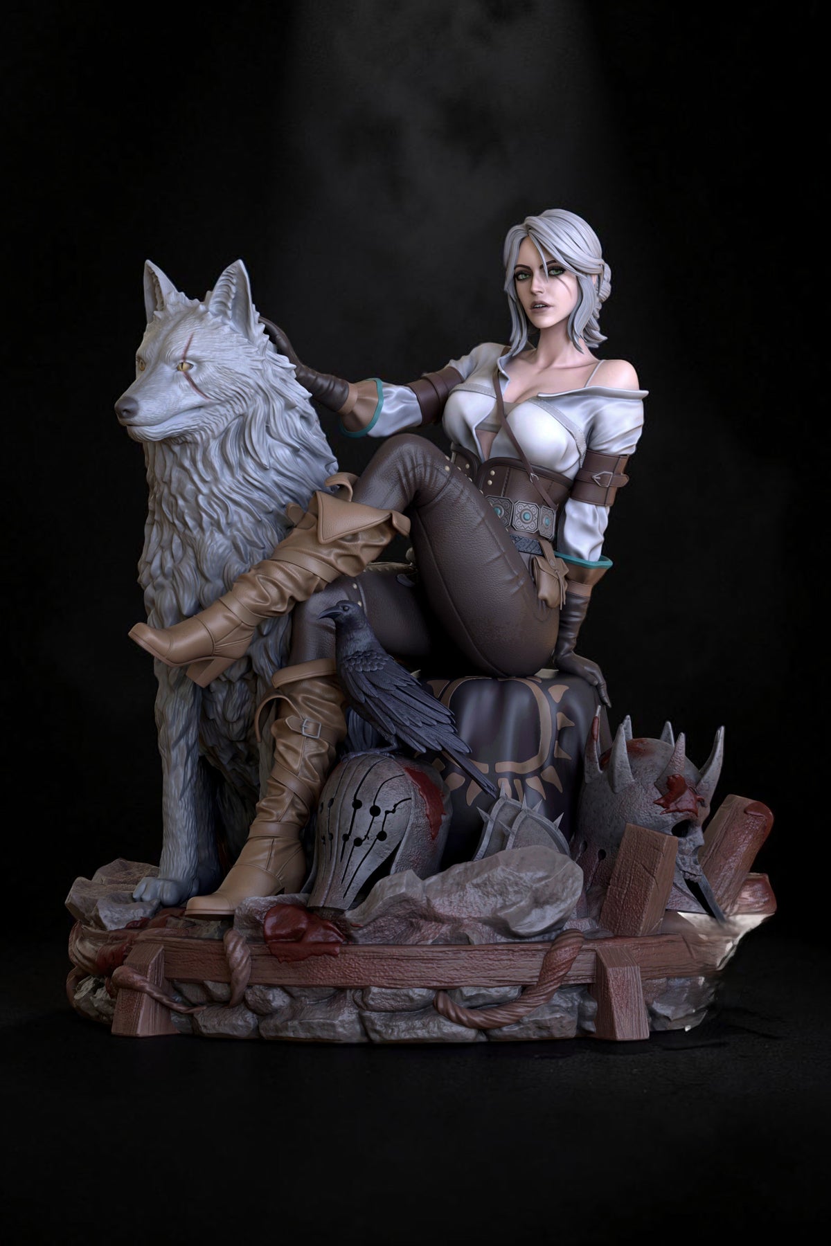Ciri with White Wolf | The Witcher 3 | Fan Art | Fully Magnetized Collectible Diorama