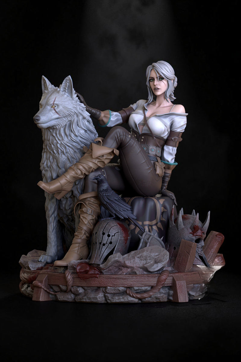 Ciri with White Wolf | The Witcher 3 | Fan Art | Fully Magnetized Collectible Diorama