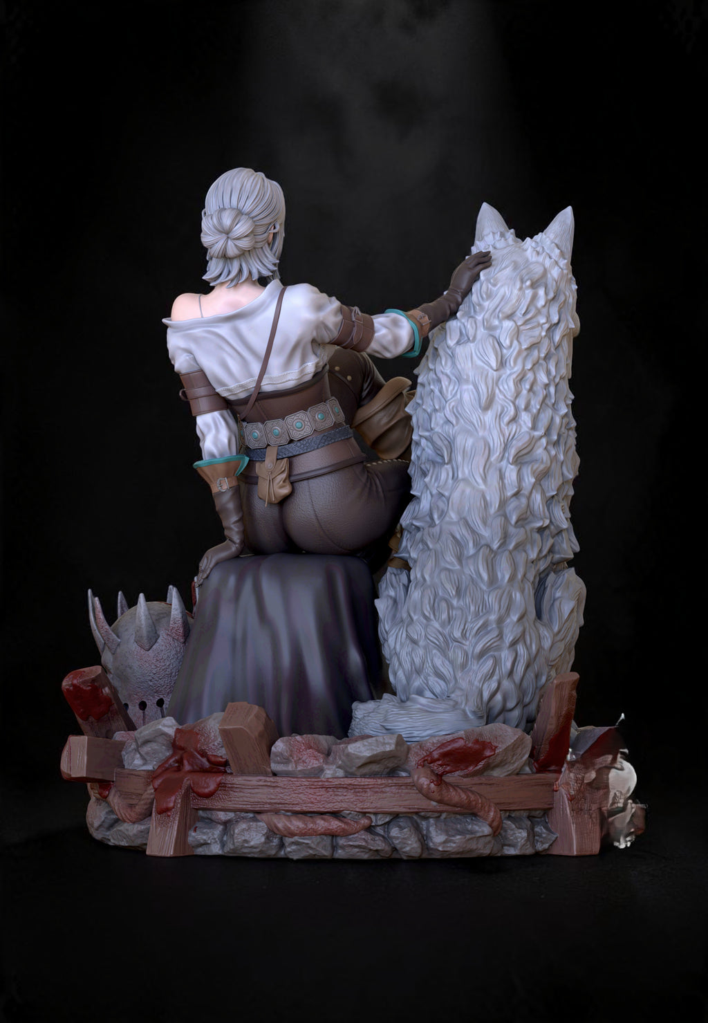 Ciri with White Wolf | The Witcher 3 | Fan Art | Fully Magnetized Collectible Diorama