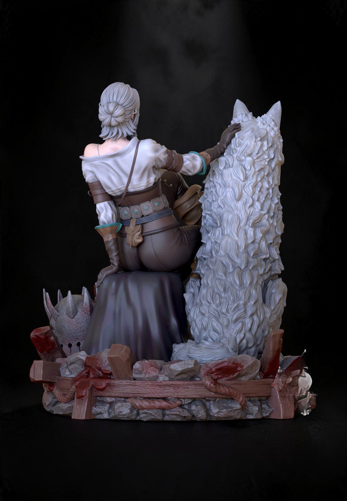 Ciri with White Wolf | The Witcher 3 | Fan Art | Fully Magnetized Collectible Diorama