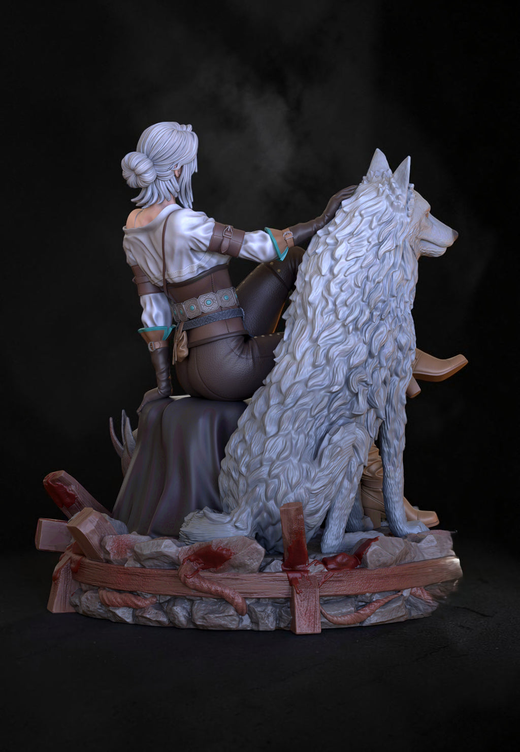 Ciri with White Wolf | The Witcher 3 | Fan Art | Fully Magnetized Collectible Diorama