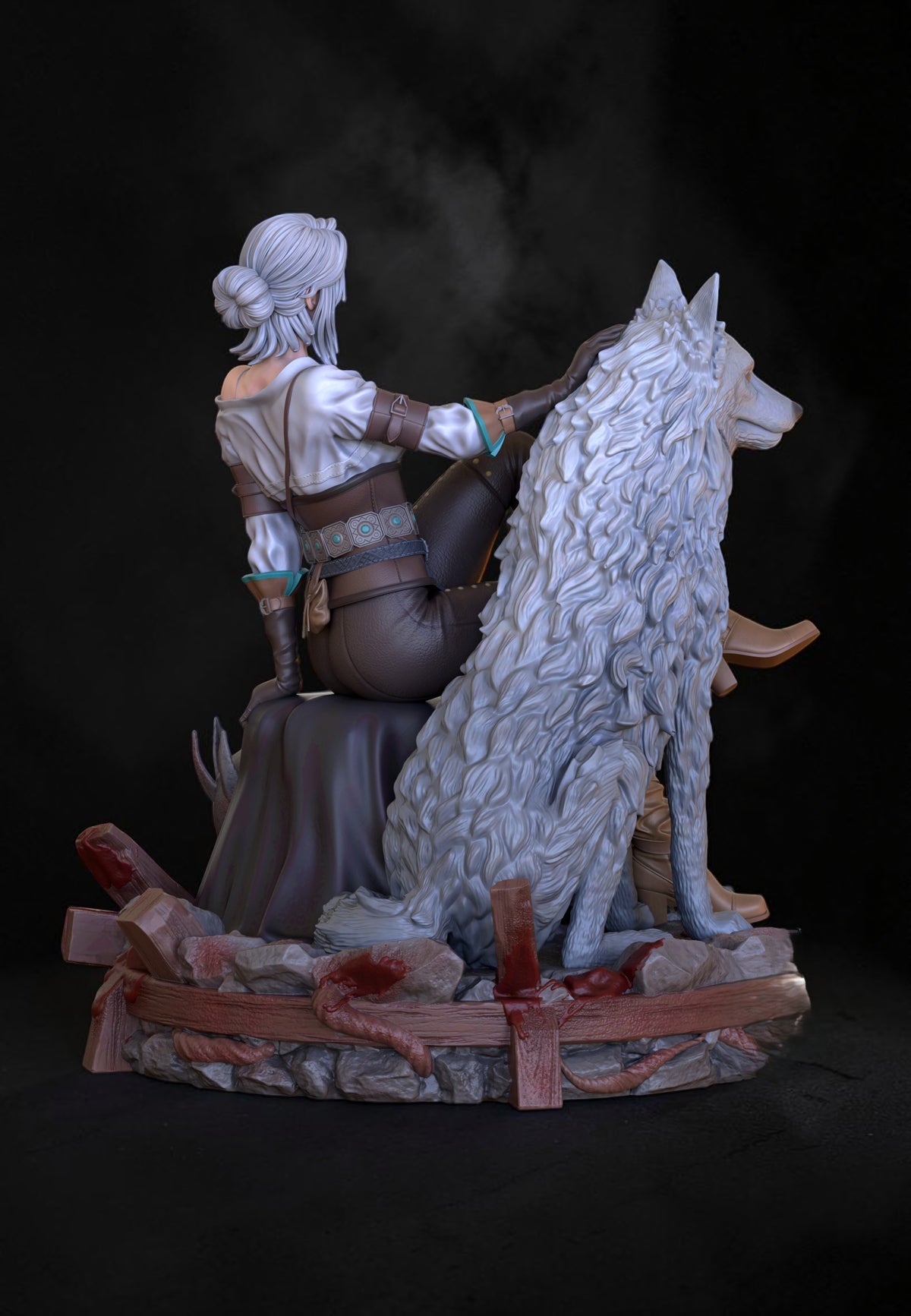 Ciri with White Wolf | The Witcher 3 | Fan Art | Fully Magnetized Collectible Diorama