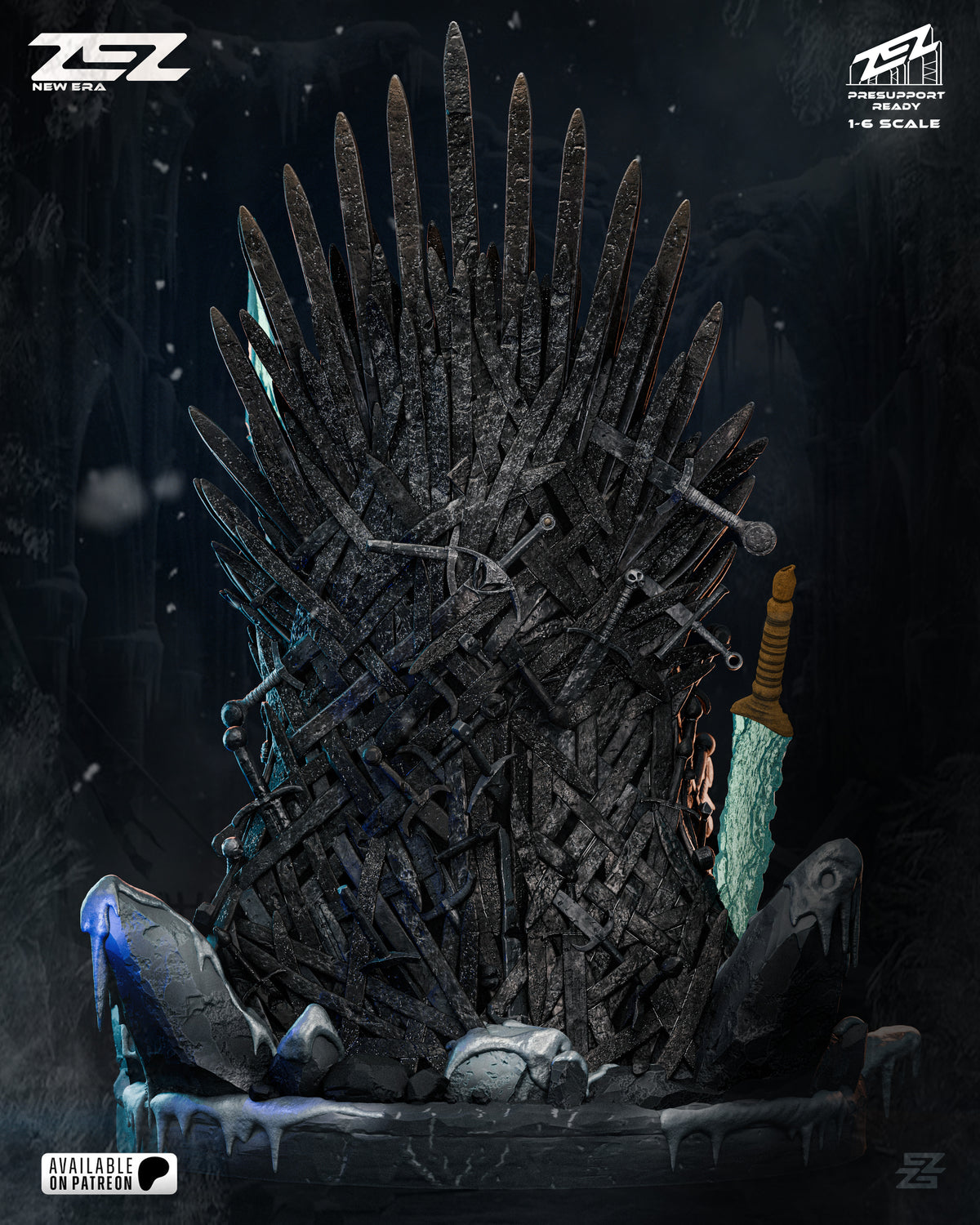 Night King on Iron Throne | Game of Thrones | Fan Art | Fully Magnetized Collectible Diorama
